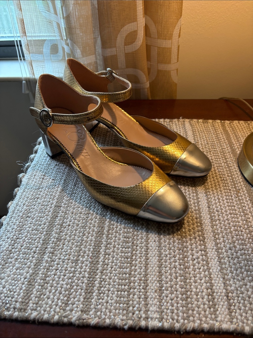 J. Crew Snake Embossed Italian Leather Block Heel Size 7.5
